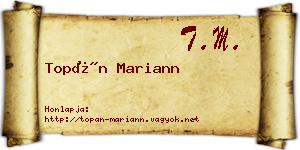 Topán Mariann névjegykártya